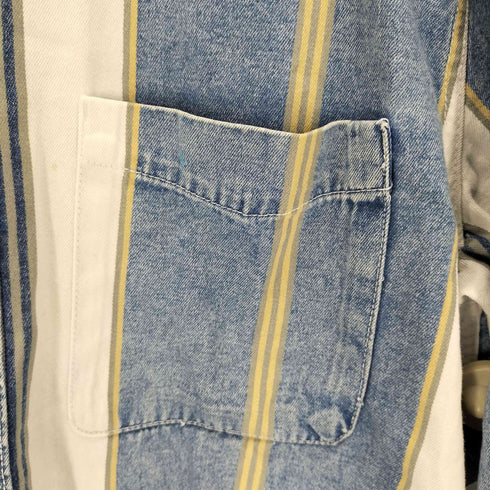 ザラ ZARA RELAXED FIT デニム切替L/Sストライプシャツ メンズ JPN:XL